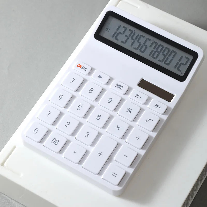 12-Digit Large LCD Display Calculator Standard Function Calculator with Solar & Battery Dual Power For Home Basic Desktop Office