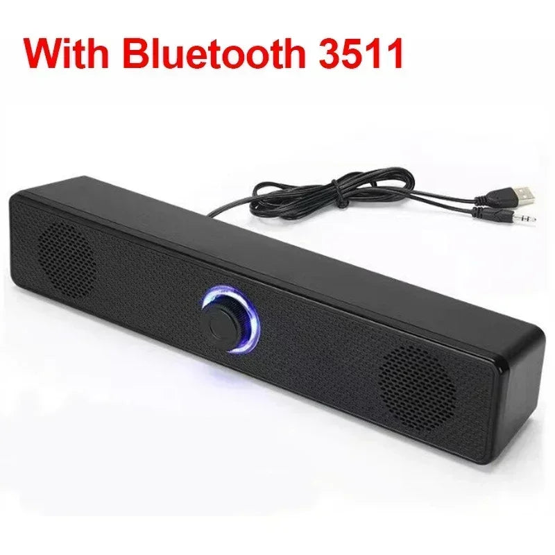 XIKCU PC Soundbar Wired and Wireless Bluetooth Speaker USB Powered Soundbar for TV Pc Laptop Game Theater Surround Audio System
