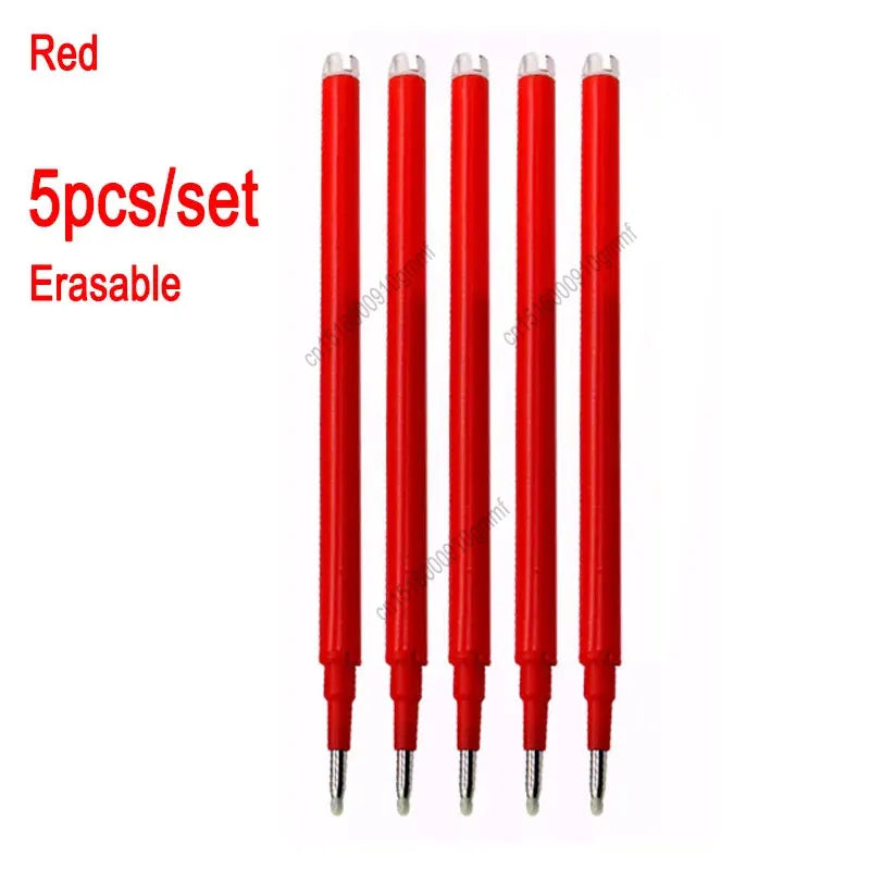 0.7mm 0.5mm Tip Retractable Erasable Gel Pen Refill Large Capacity 8 Color Ink Cartridge Rods Washable Handle Writing Stationery