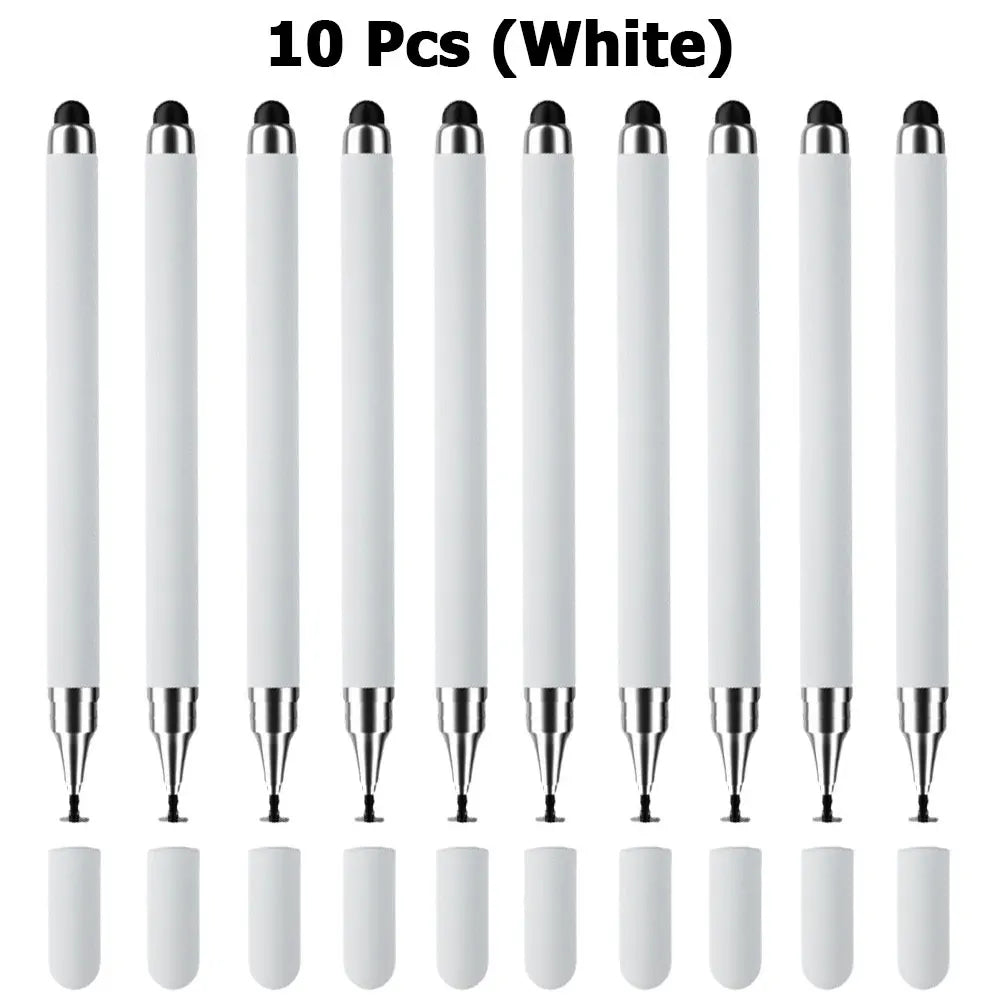10Pcs Touch Pencil 2 in 1 Universal Stylus Pen for Tablet Laptop IPad IPhone Drawing Screen Tablet Pen for Huawei Samsung Phone