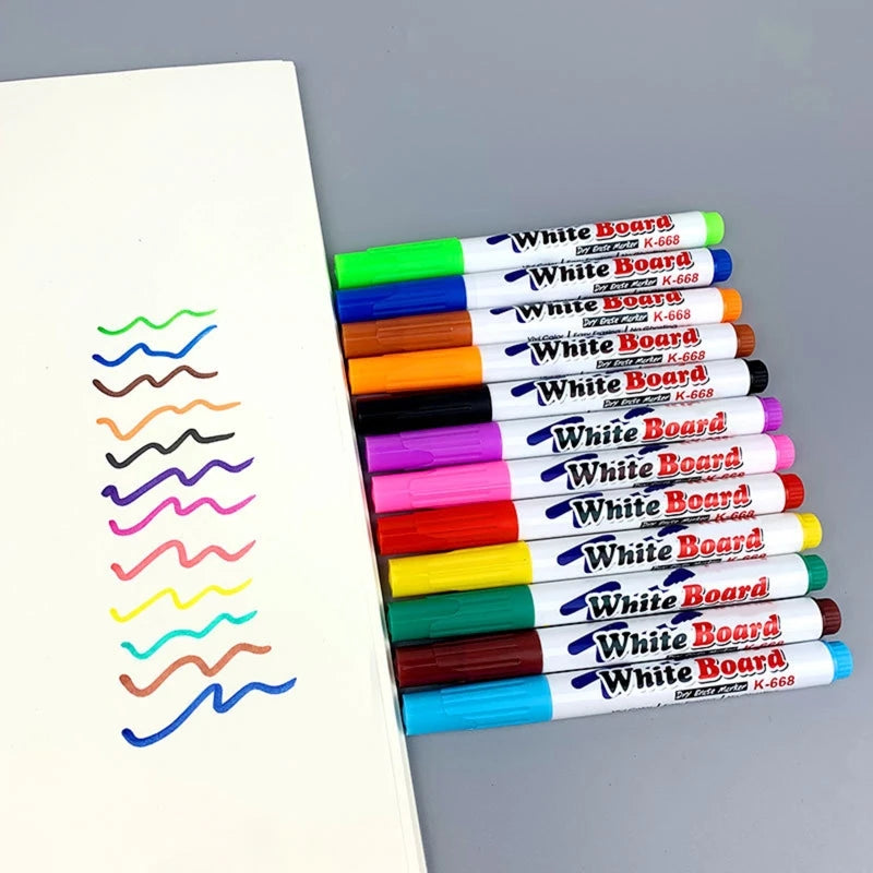 12 Colors Whiteboard Marker Pens Erasable Liquid Chalk Pens for School Office