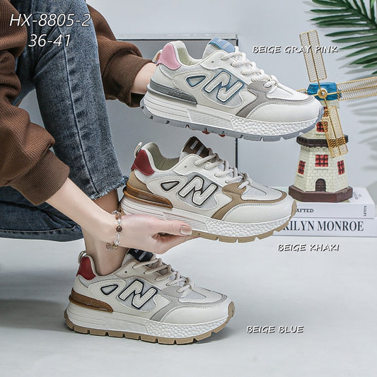 Women's Shoes Beige Breathable Mesh Peplum Casual Sneakers Thick Bottom Height