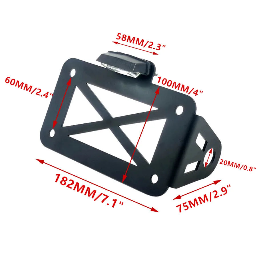1 Set Motorcycle Side Mount LED License Plate Light Universal Motorbike Registration Number Holder Bracket With Rear Lamp