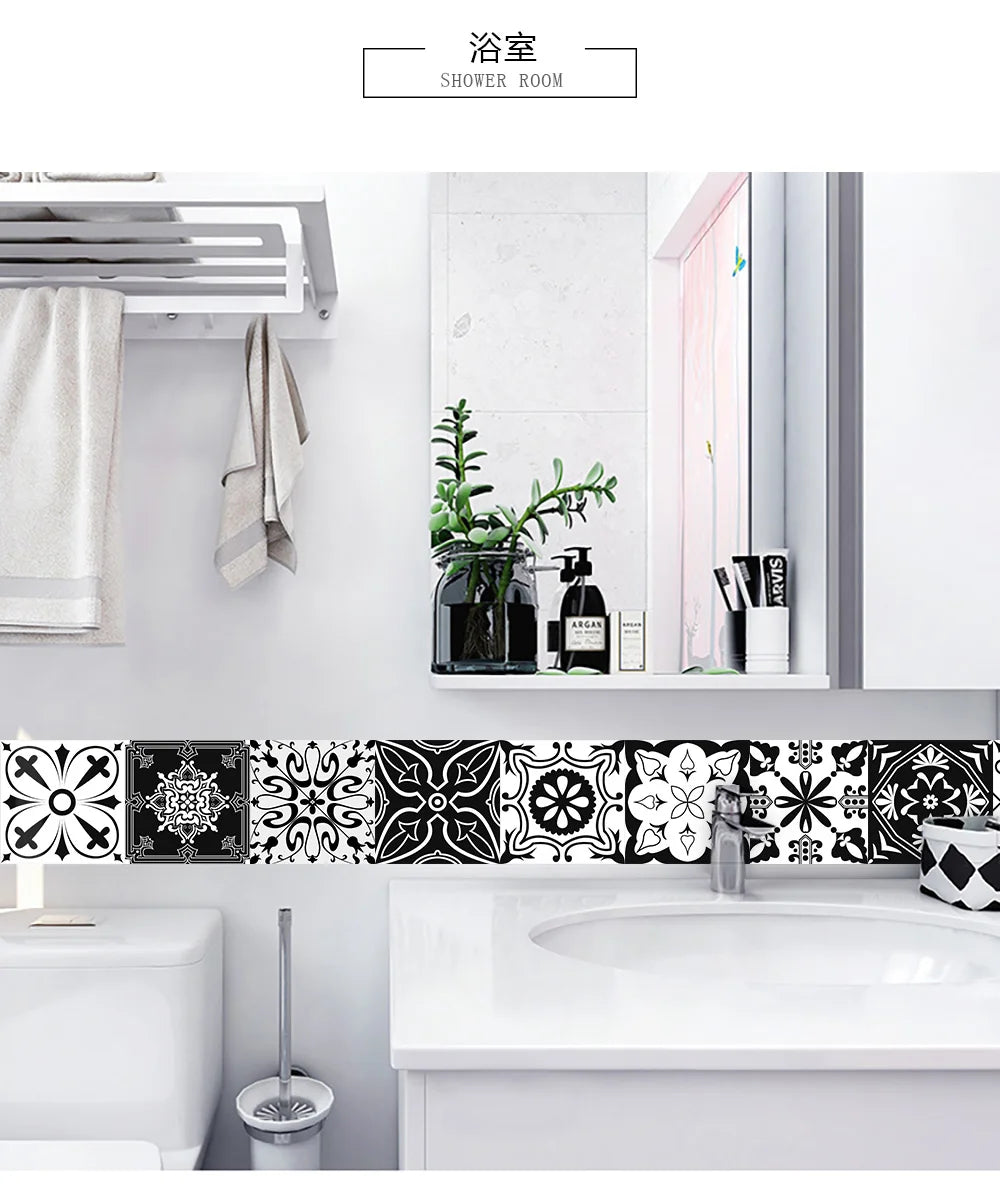 10pcs Retro Pattern Matte Surface Tiles Sticker Transfers Covers for Kitchen Bathroom Tables Floor Hard-wearing Art Wall Decals