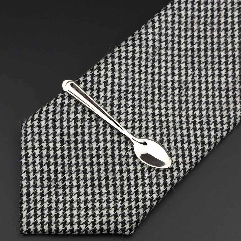 1 Piece Chrome Stainless Glasses Car Airplane Fork Spoon Shape Metal Tie Clip for Men Necktie Clips Pin For Mens Gift
