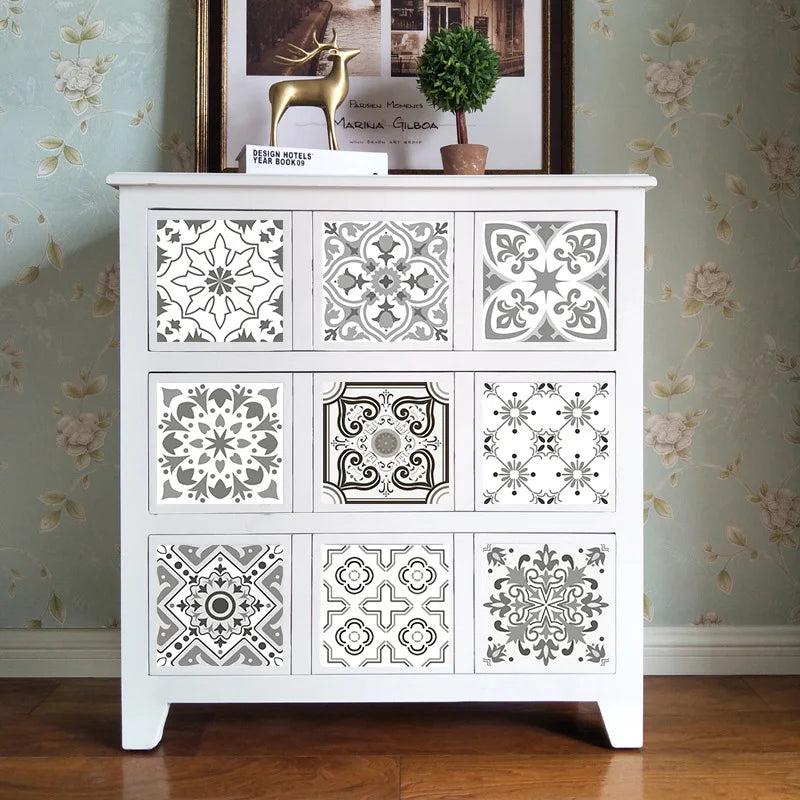 10pcs Retro Pattern Matte Surface Tiles Sticker Transfers Covers for Kitchen Bathroom Tables Floor Hard-wearing Art Wall Decals