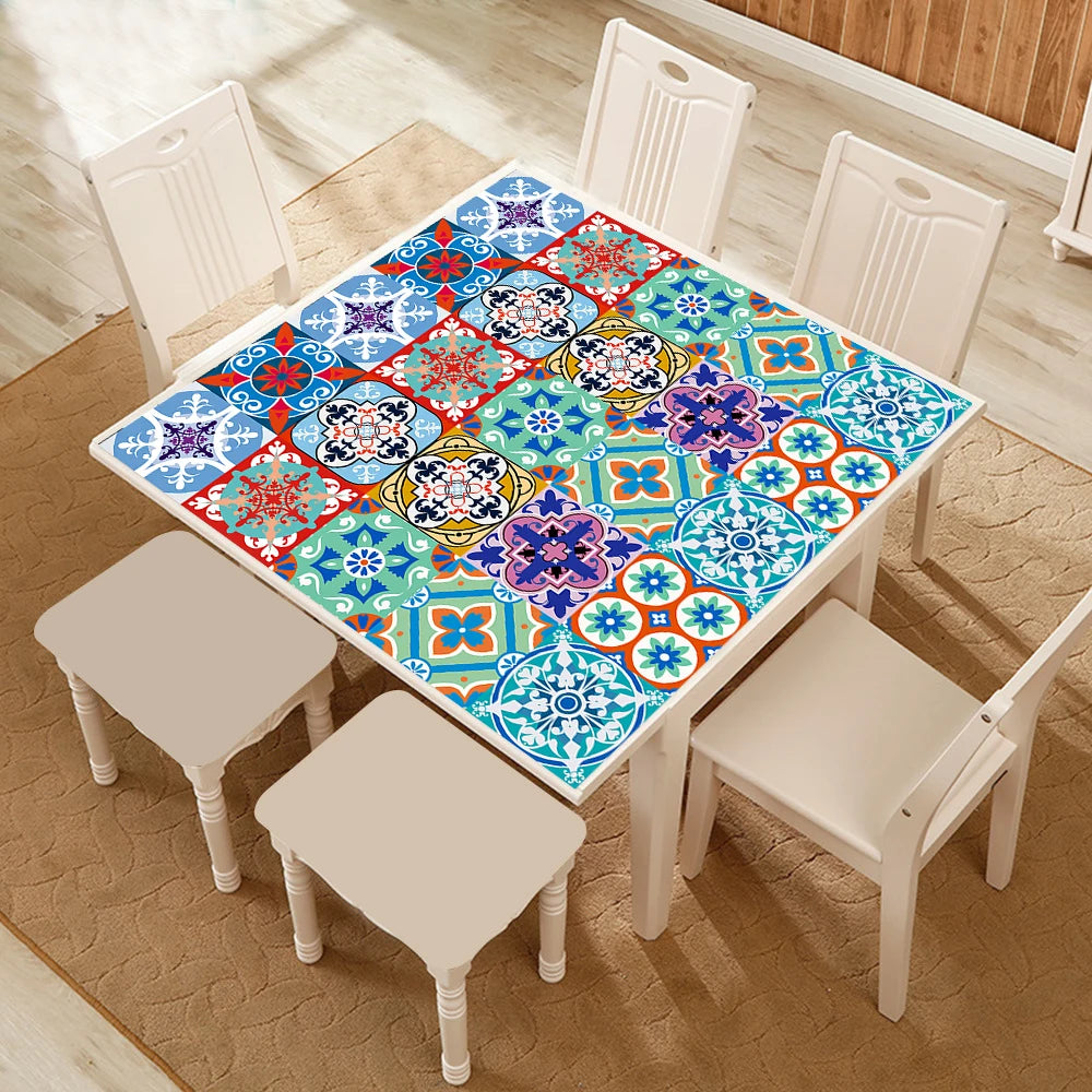 10pcs Retro Pattern Matte Surface Tiles Sticker Transfers Covers for Kitchen Bathroom Tables Floor Hard-wearing Art Wall Decals