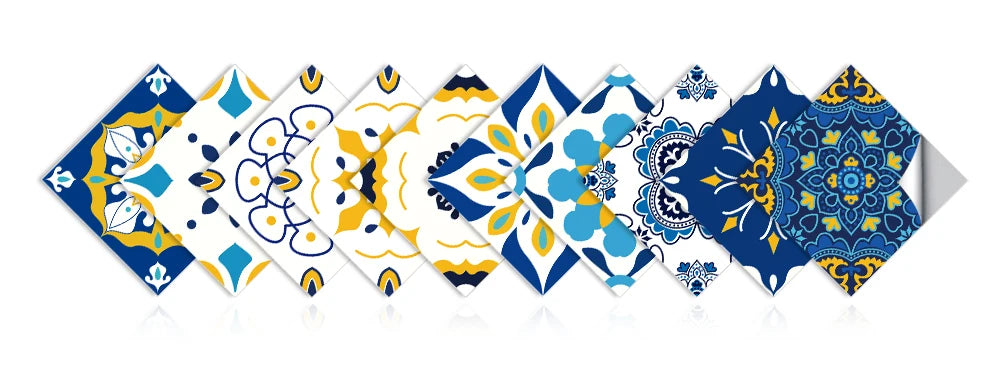 10pcs Retro Pattern Matte Surface Tiles Sticker Transfers Covers for Kitchen Bathroom Tables Floor Hard-wearing Art Wall Decals