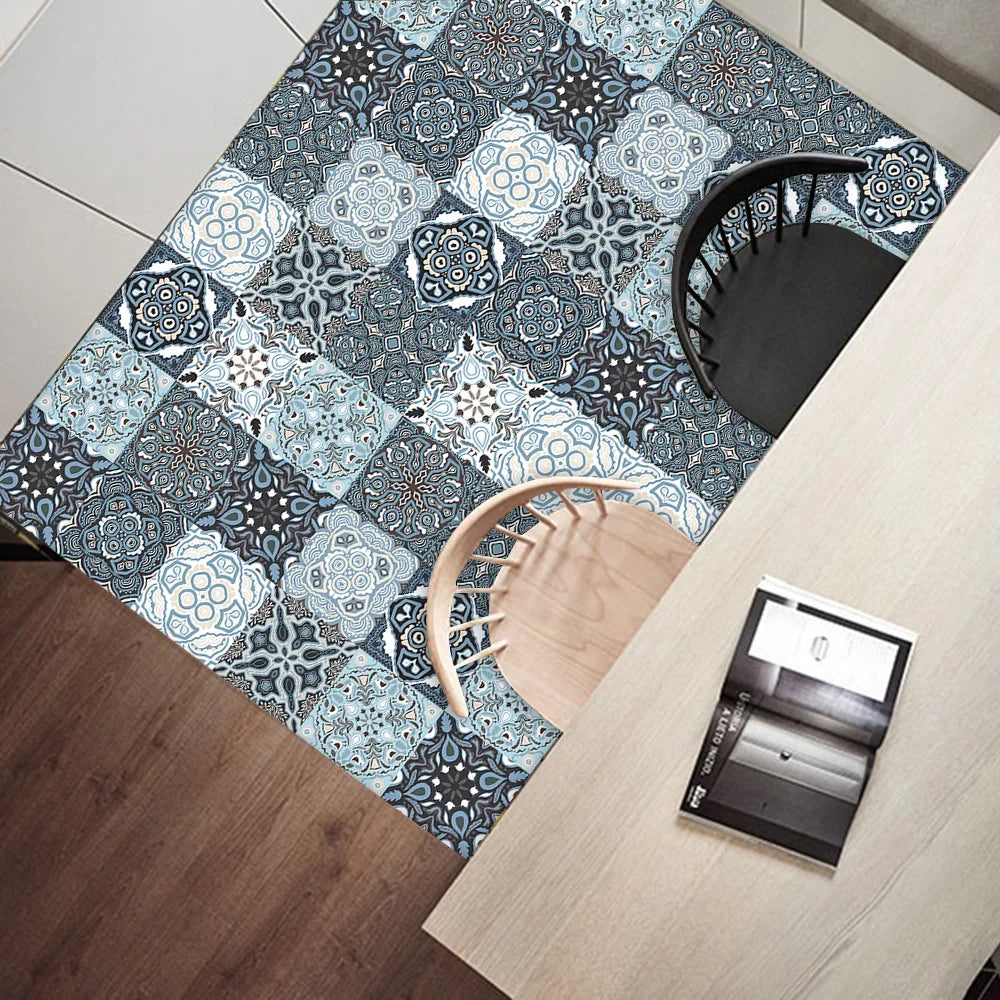 10pcs Retro Pattern Matte Surface Tiles Sticker Transfers Covers for Kitchen Bathroom Tables Floor Hard-wearing Art Wall Decals