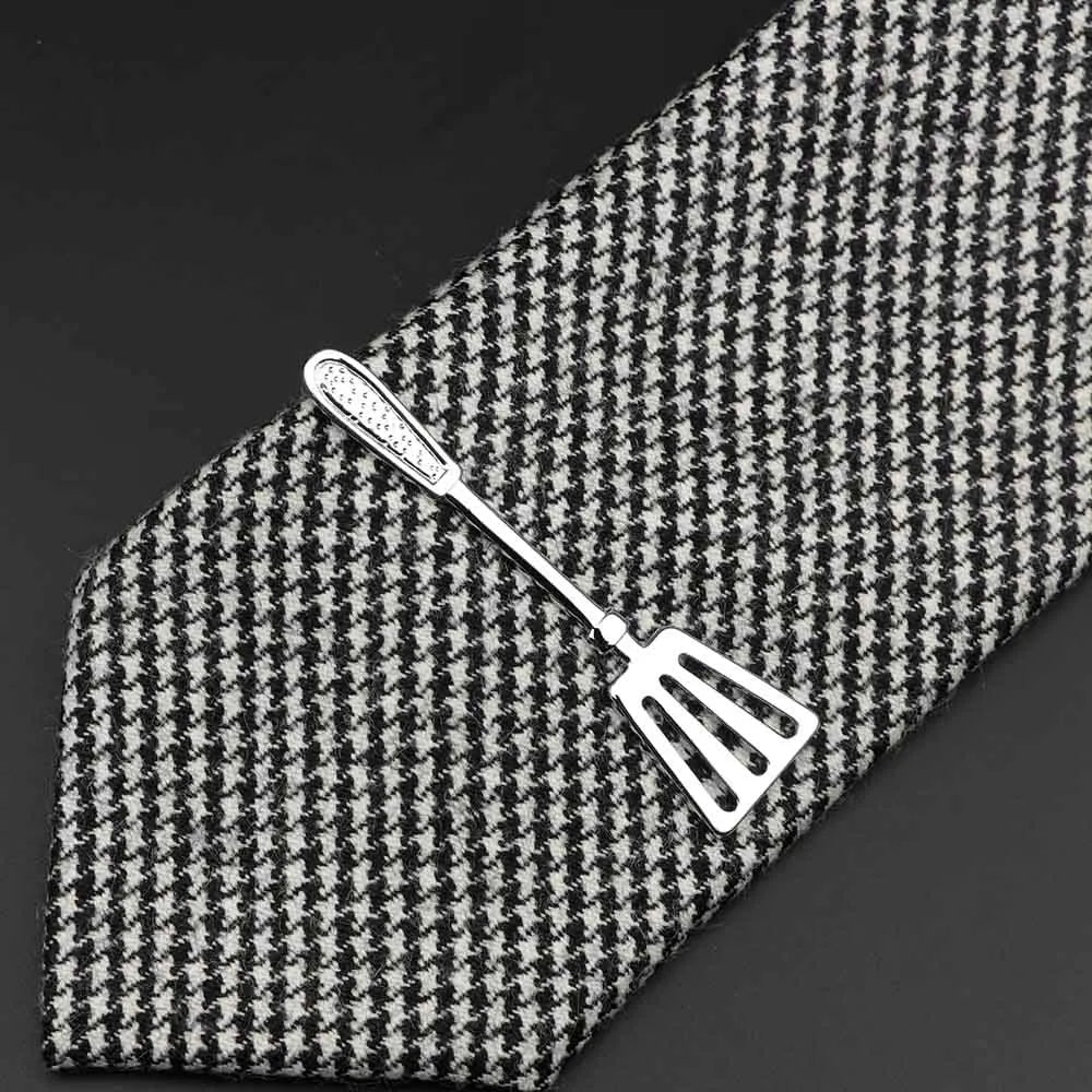 1 Piece Chrome Stainless Glasses Car Airplane Fork Spoon Shape Metal Tie Clip for Men Necktie Clips Pin For Mens Gift