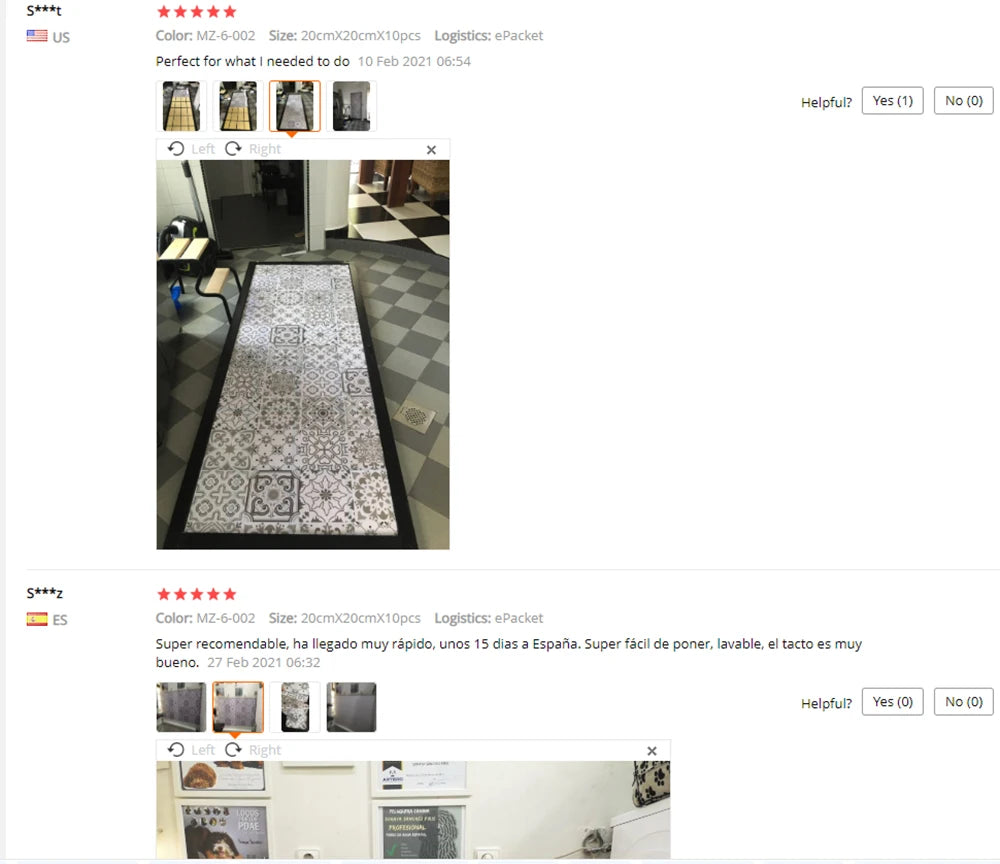 10pcs Retro Pattern Matte Surface Tiles Sticker Transfers Covers for Kitchen Bathroom Tables Floor Hard-wearing Art Wall Decals