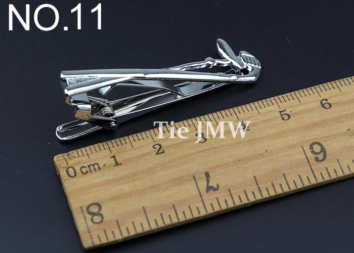 1 Piece Chrome Stainless Glasses Car Airplane Fork Spoon Shape Metal Tie Clip for Men Necktie Clips Pin For Mens Gift