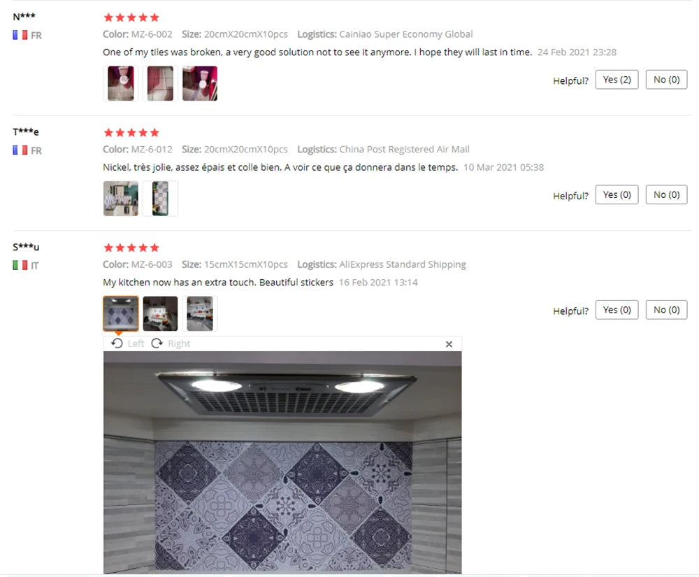 10pcs Retro Pattern Matte Surface Tiles Sticker Transfers Covers for Kitchen Bathroom Tables Floor Hard-wearing Art Wall Decals