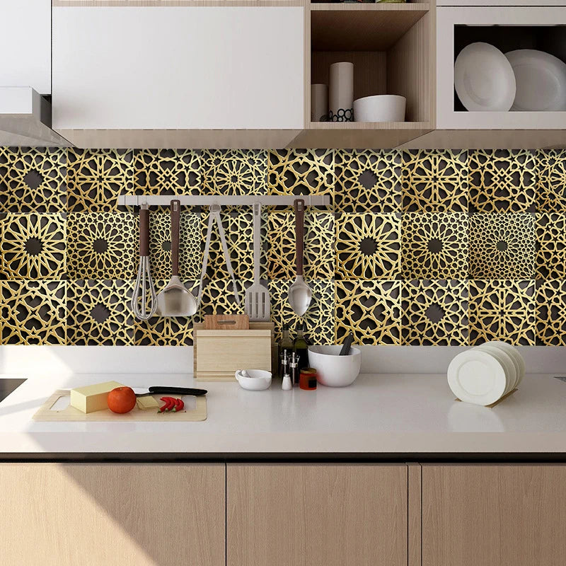 10pcs Retro Pattern Matte Surface Tiles Sticker Transfers Covers for Kitchen Bathroom Tables Floor Hard-wearing Art Wall Decals