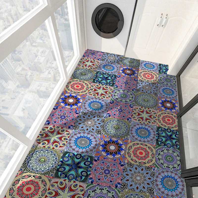 10pcs Retro Pattern Matte Surface Tiles Sticker Transfers Covers for Kitchen Bathroom Tables Floor Hard-wearing Art Wall Decals