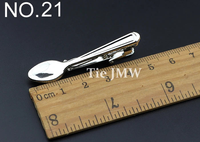 1 Piece Chrome Stainless Glasses Car Airplane Fork Spoon Shape Metal Tie Clip for Men Necktie Clips Pin For Mens Gift