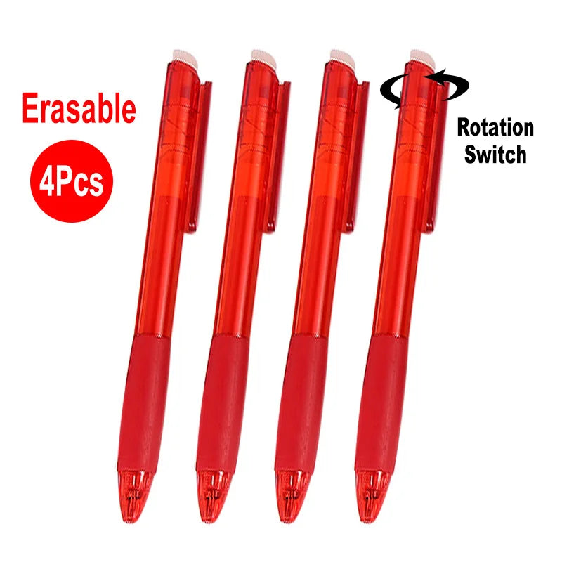 0.7mm 0.5mm Tip Retractable Erasable Gel Pen Refill Large Capacity 8 Color Ink Cartridge Rods Washable Handle Writing Stationery