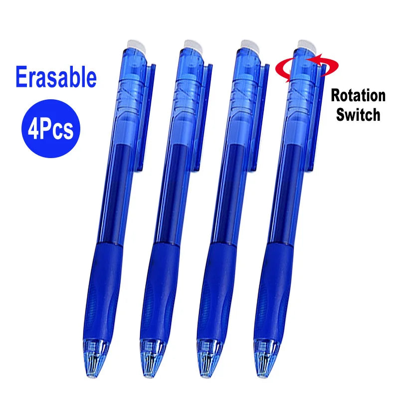 0.7mm 0.5mm Tip Retractable Erasable Gel Pen Refill Large Capacity 8 Color Ink Cartridge Rods Washable Handle Writing Stationery