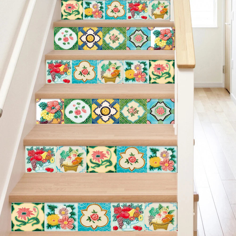 10pcs Retro Pattern Matte Surface Tiles Sticker Transfers Covers for Kitchen Bathroom Tables Floor Hard-wearing Art Wall Decals