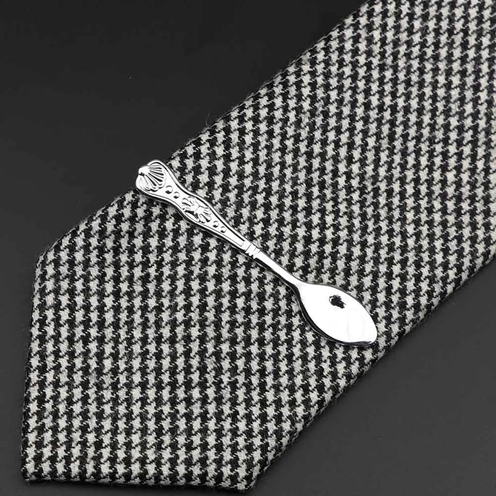 1 Piece Chrome Stainless Glasses Car Airplane Fork Spoon Shape Metal Tie Clip for Men Necktie Clips Pin For Mens Gift