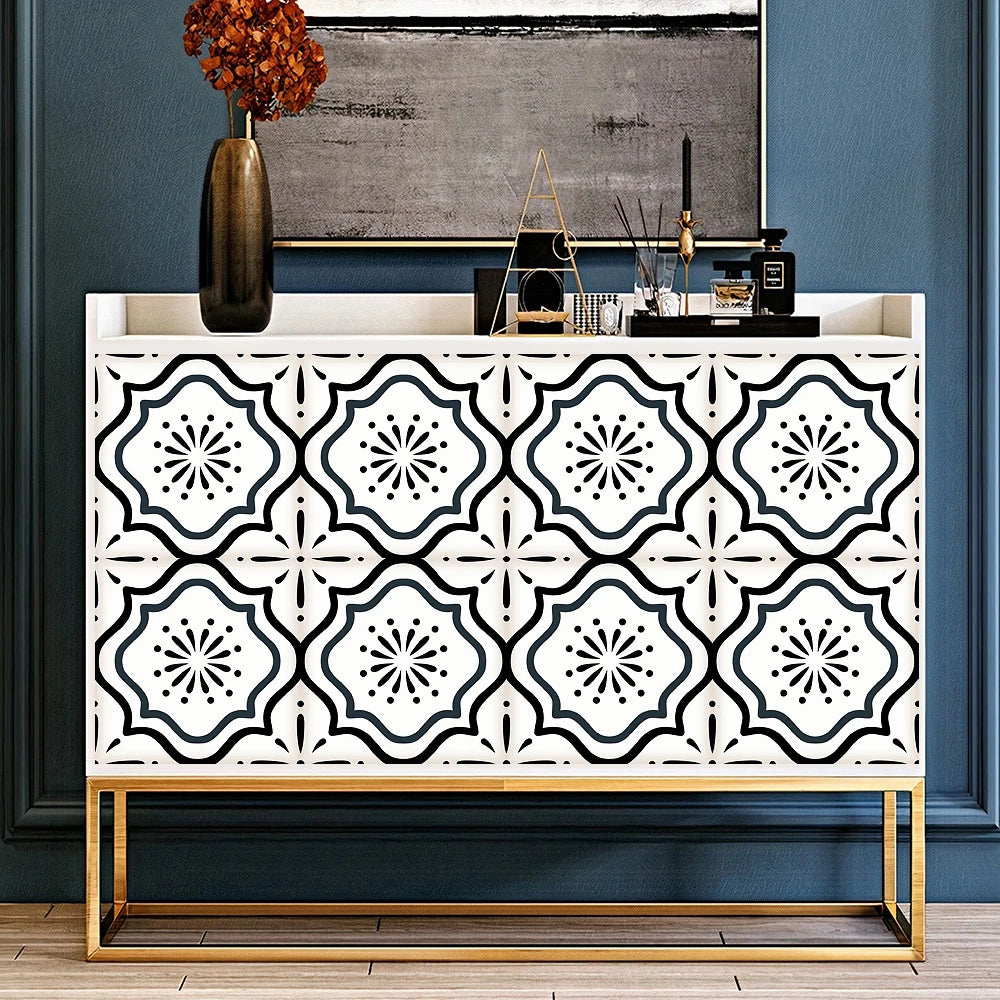 10pcs Retro Pattern Matte Surface Tiles Sticker Transfers Covers for Kitchen Bathroom Tables Floor Hard-wearing Art Wall Decals