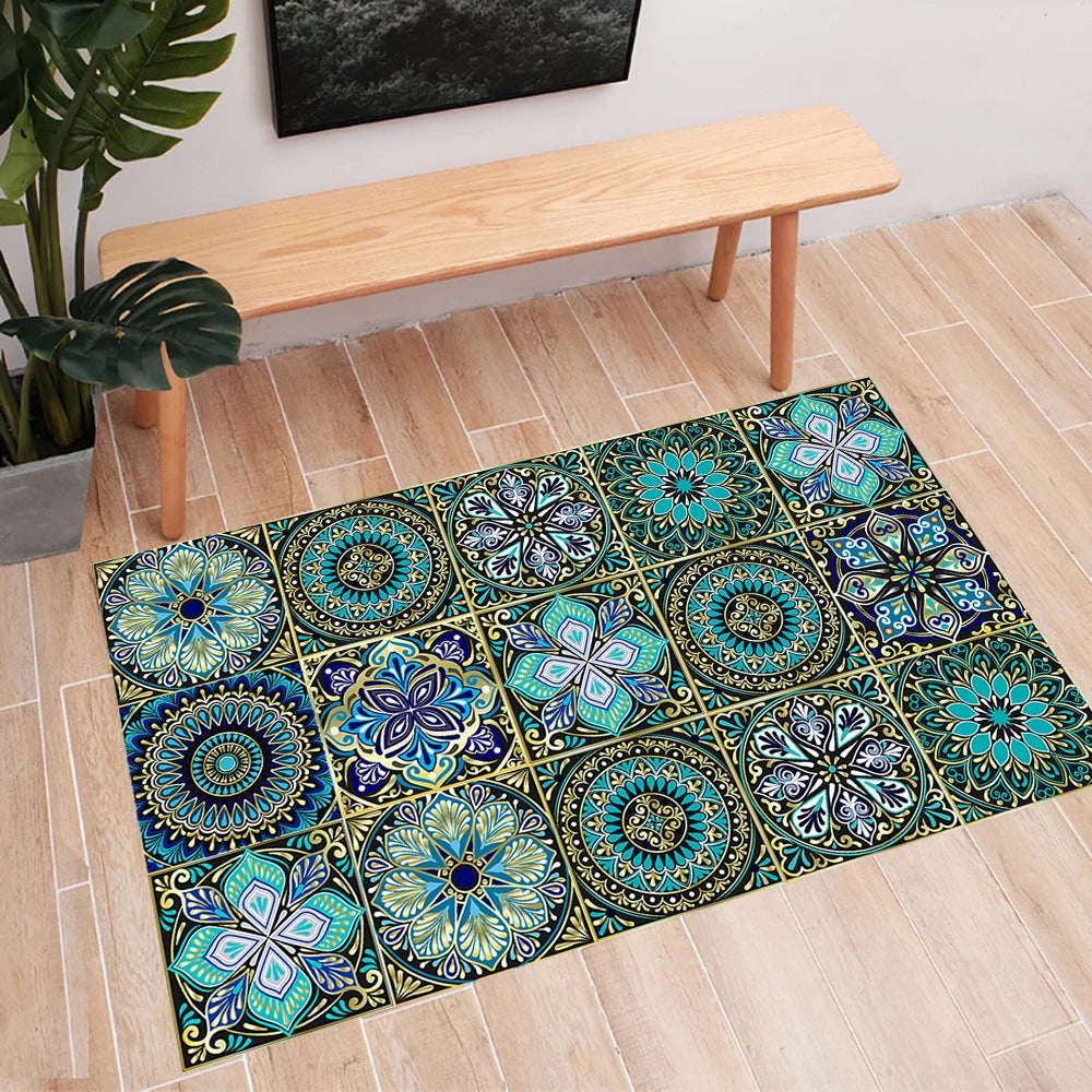 10pcs Retro Pattern Matte Surface Tiles Sticker Transfers Covers for Kitchen Bathroom Tables Floor Hard-wearing Art Wall Decals