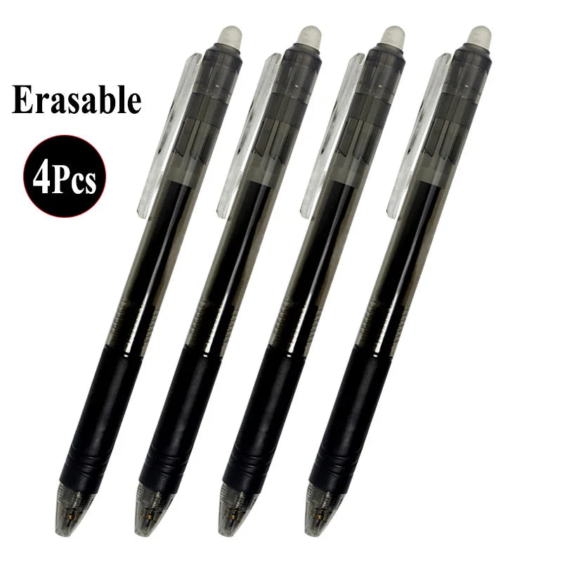 0.7mm 0.5mm Tip Retractable Erasable Gel Pen Refill Large Capacity 8 Color Ink Cartridge Rods Washable Handle Writing Stationery