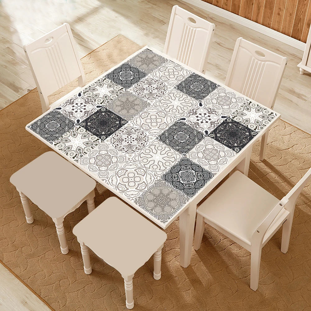 10pcs Retro Pattern Matte Surface Tiles Sticker Transfers Covers for Kitchen Bathroom Tables Floor Hard-wearing Art Wall Decals