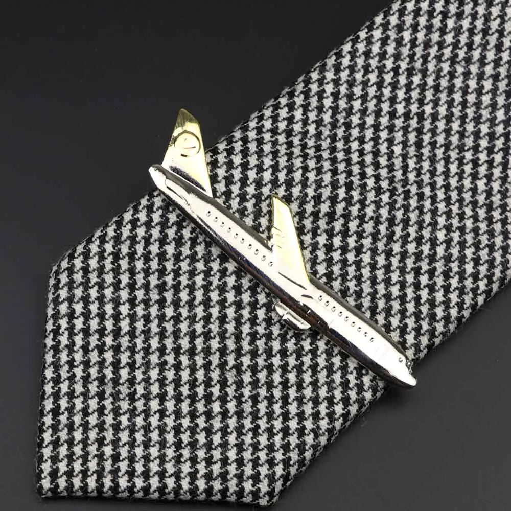 1 Piece Chrome Stainless Glasses Car Airplane Fork Spoon Shape Metal Tie Clip for Men Necktie Clips Pin For Mens Gift