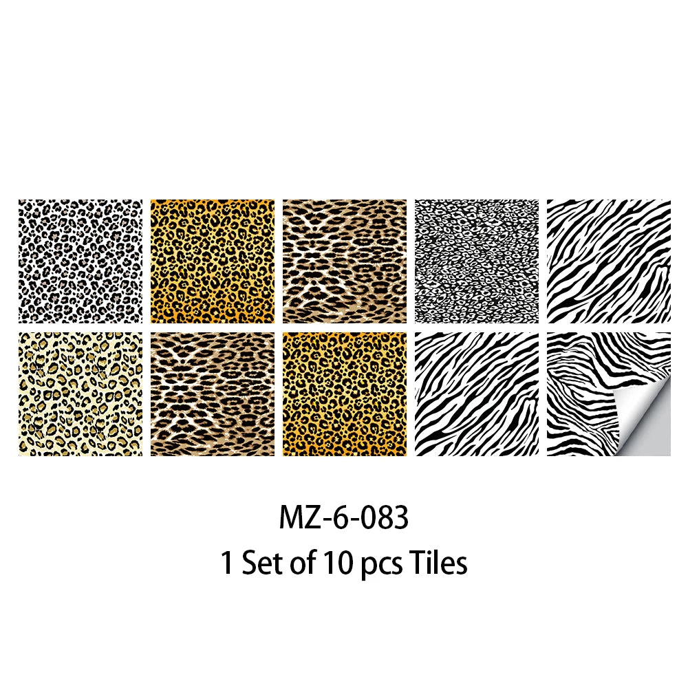 10pcs Retro Pattern Matte Surface Tiles Sticker Transfers Covers for Kitchen Bathroom Tables Floor Hard-wearing Art Wall Decals