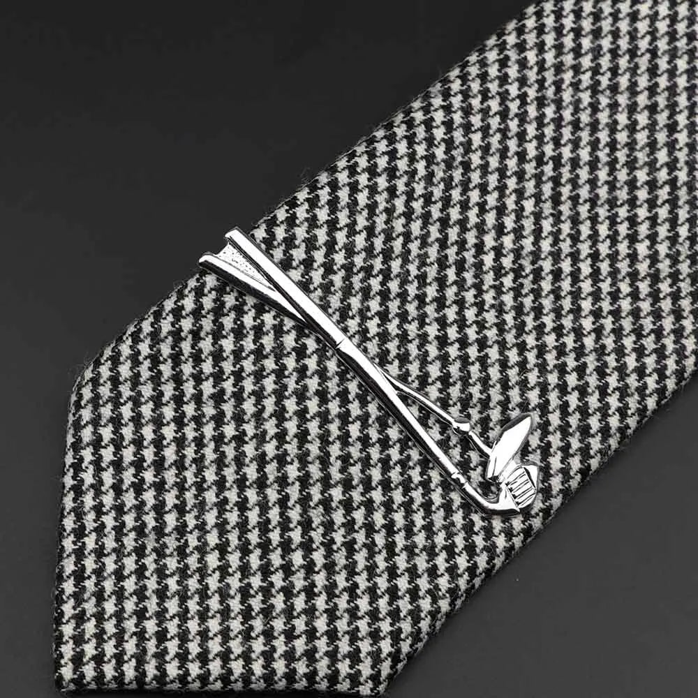 1 Piece Chrome Stainless Glasses Car Airplane Fork Spoon Shape Metal Tie Clip for Men Necktie Clips Pin For Mens Gift