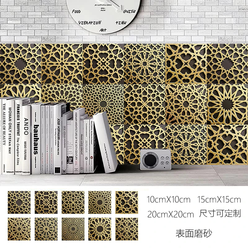 10pcs Retro Pattern Matte Surface Tiles Sticker Transfers Covers for Kitchen Bathroom Tables Floor Hard-wearing Art Wall Decals