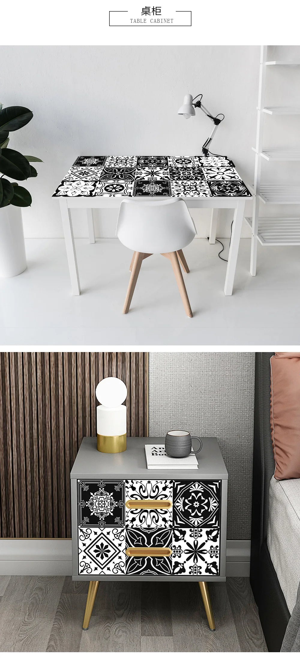 10pcs Retro Pattern Matte Surface Tiles Sticker Transfers Covers for Kitchen Bathroom Tables Floor Hard-wearing Art Wall Decals