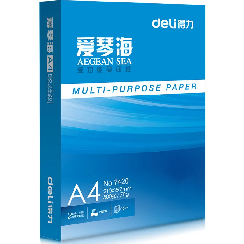 1 Pack 500 sheets 7421 Deli A4 Multi-purpose paper Copy paper printing paper 70g wholsale Aegean Sea series