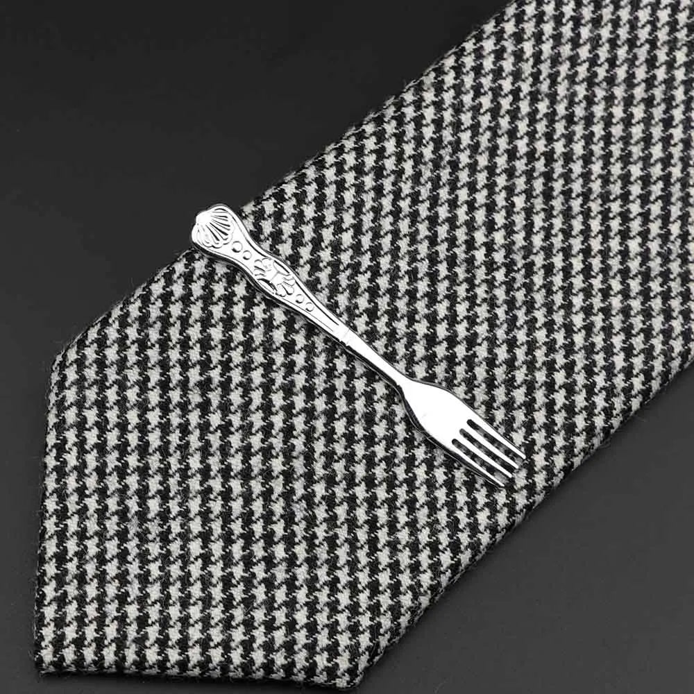 1 Piece Chrome Stainless Glasses Car Airplane Fork Spoon Shape Metal Tie Clip for Men Necktie Clips Pin For Mens Gift