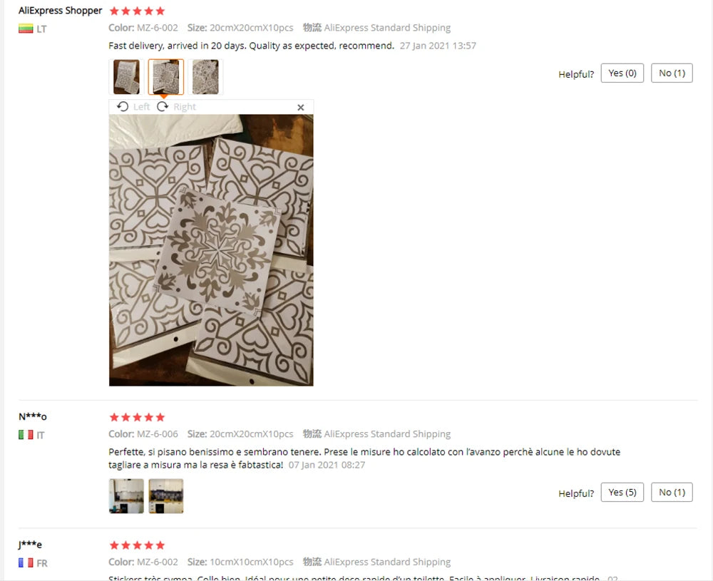 10pcs Retro Pattern Matte Surface Tiles Sticker Transfers Covers for Kitchen Bathroom Tables Floor Hard-wearing Art Wall Decals