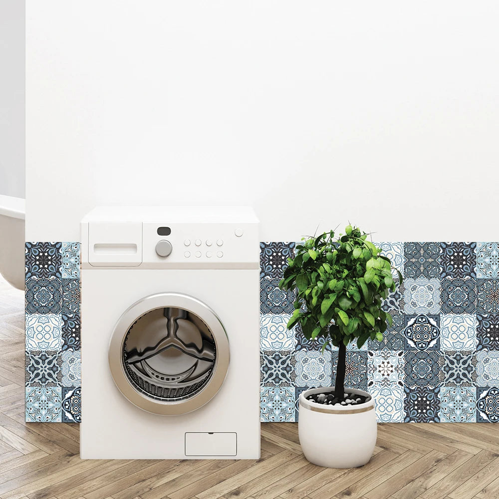 10pcs Retro Pattern Matte Surface Tiles Sticker Transfers Covers for Kitchen Bathroom Tables Floor Hard-wearing Art Wall Decals