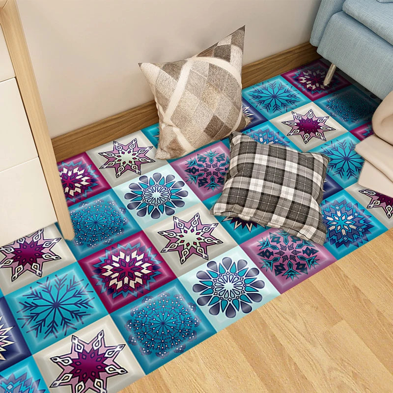 10pcs Retro Pattern Matte Surface Tiles Sticker Transfers Covers for Kitchen Bathroom Tables Floor Hard-wearing Art Wall Decals