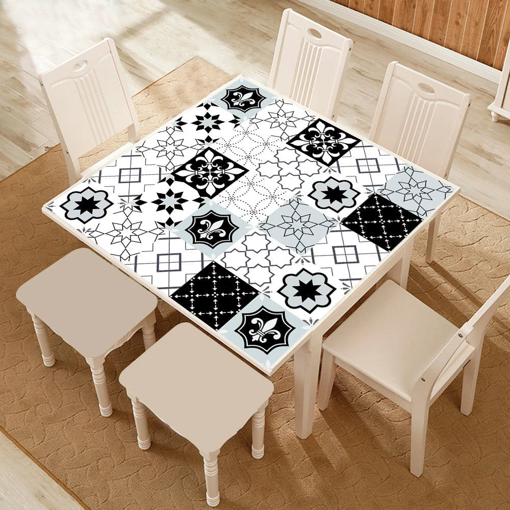 10pcs Retro Pattern Matte Surface Tiles Sticker Transfers Covers for Kitchen Bathroom Tables Floor Hard-wearing Art Wall Decals