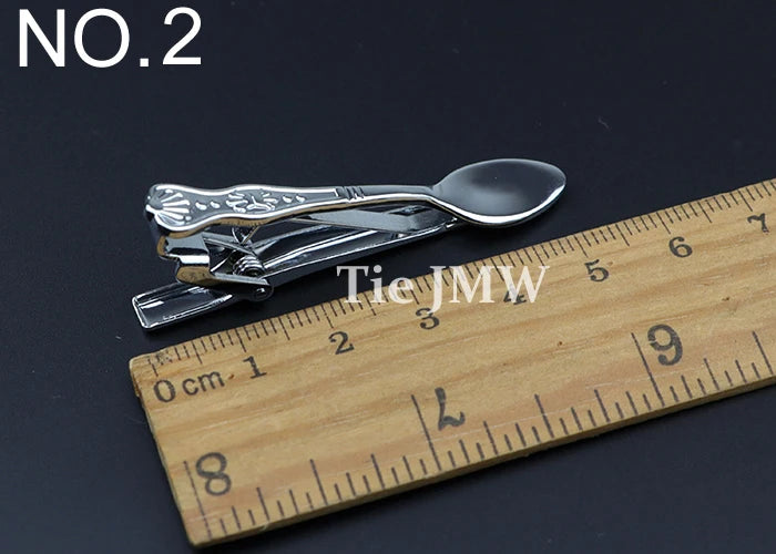 1 Piece Chrome Stainless Glasses Car Airplane Fork Spoon Shape Metal Tie Clip for Men Necktie Clips Pin For Mens Gift