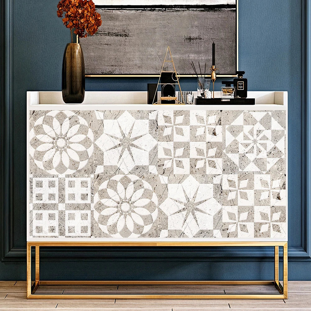 10pcs Retro Pattern Matte Surface Tiles Sticker Transfers Covers for Kitchen Bathroom Tables Floor Hard-wearing Art Wall Decals