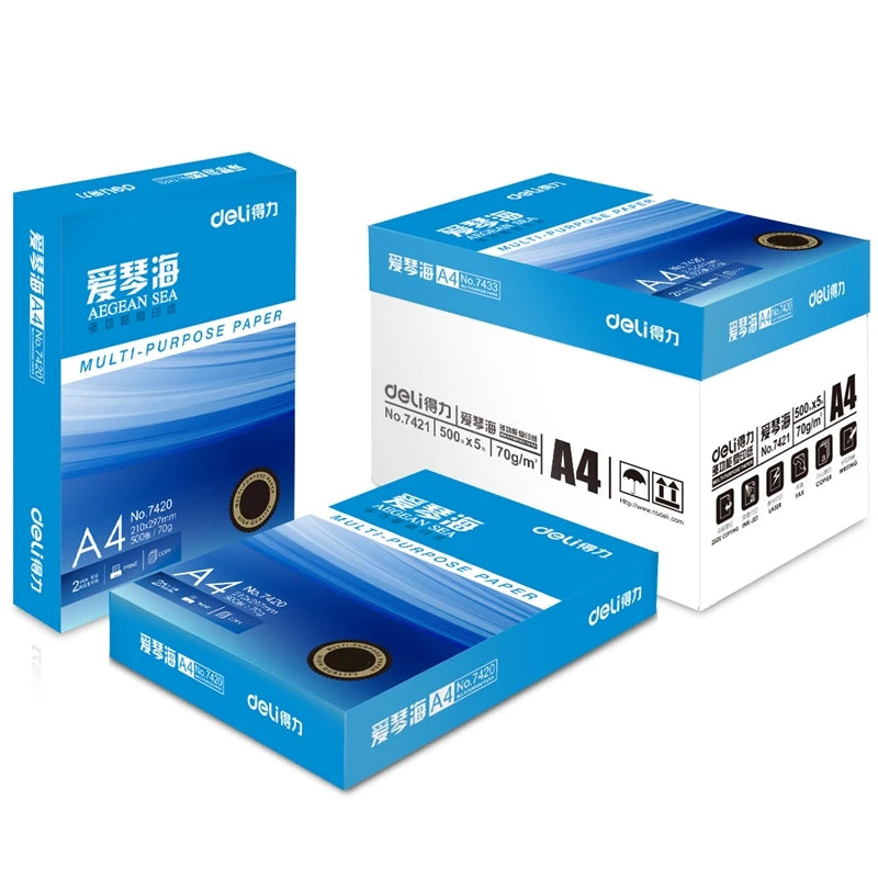 1 Pack 500 sheets 7421 Deli A4 Multi-purpose paper Copy paper printing paper 70g wholsale Aegean Sea series