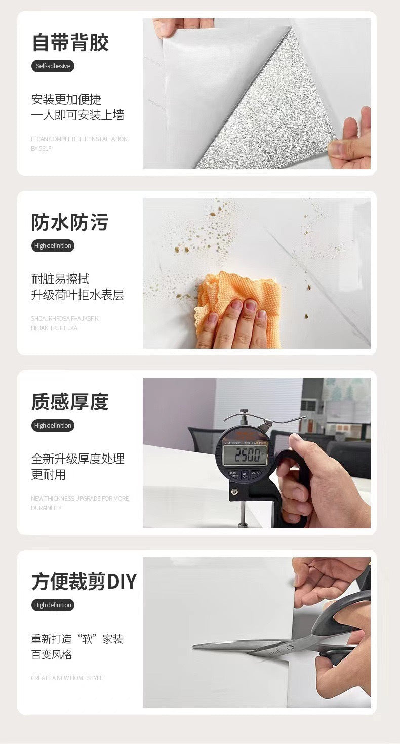 10-40PCS Imitation Marble 3D Ceramic Tile Wall Renovation Decoration Sticker Waterproof Self-adhesive Home Floor Sticker