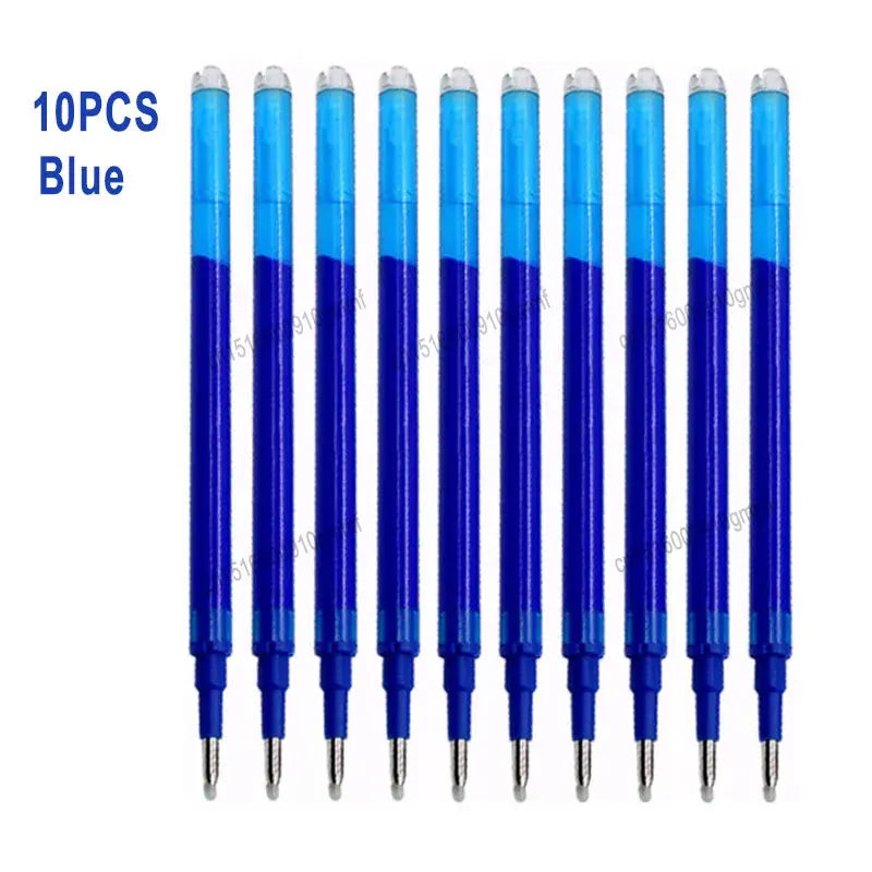 0.7mm 0.5mm Tip Retractable Erasable Gel Pen Refill Large Capacity 8 Color Ink Cartridge Rods Washable Handle Writing Stationery