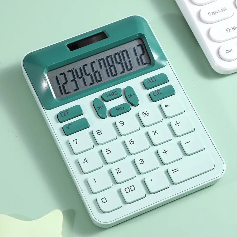 12-Digit Large LCD Display Calculator Standard Function Calculator with Solar & Battery Dual Power for Home Basic Desktop Office