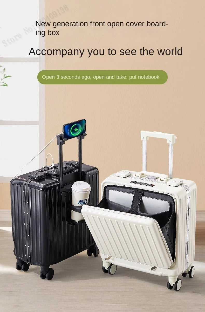 16 18 20 inch Boarding Box Front Opening Rolling Luggage Computer Laptop Layer Mini Travel Bag Cabin Trolley Case