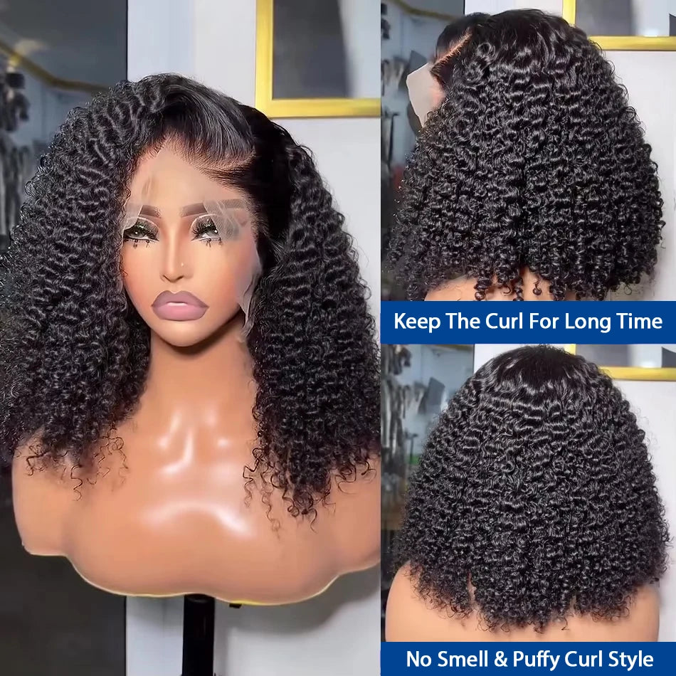 13x4 Short Bob Wigs Jerry Curly Short Pixie Cut Bob Wigs Human Hair 250% Density Loose Deep Wave Lace Frontal Wigs For Women