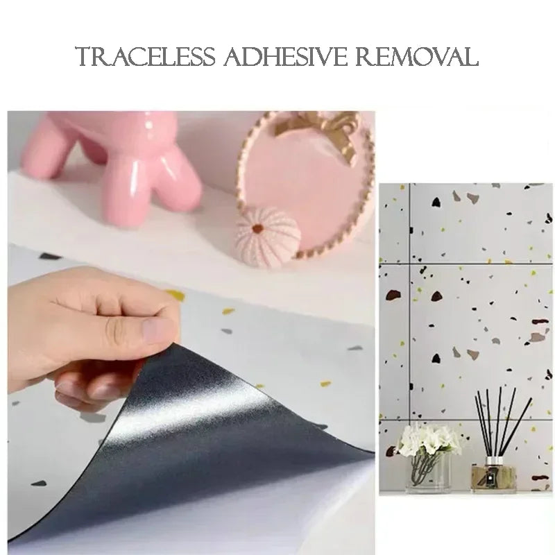10PCS Marble Imitation Ceramic Tile Wall Sticker PVC Waterproof Oil-proof Moisture-proof Wallpaper Bathroom Kitchen Decoration