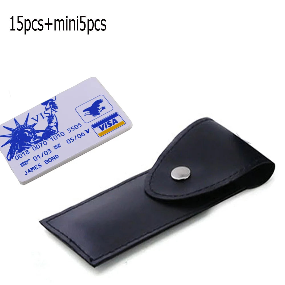 15pcs Stainless Steel Lockpick Tools with Handle,Cheap and Useful Locksmith Tools Set with Locks for Beginner,Hard Materials