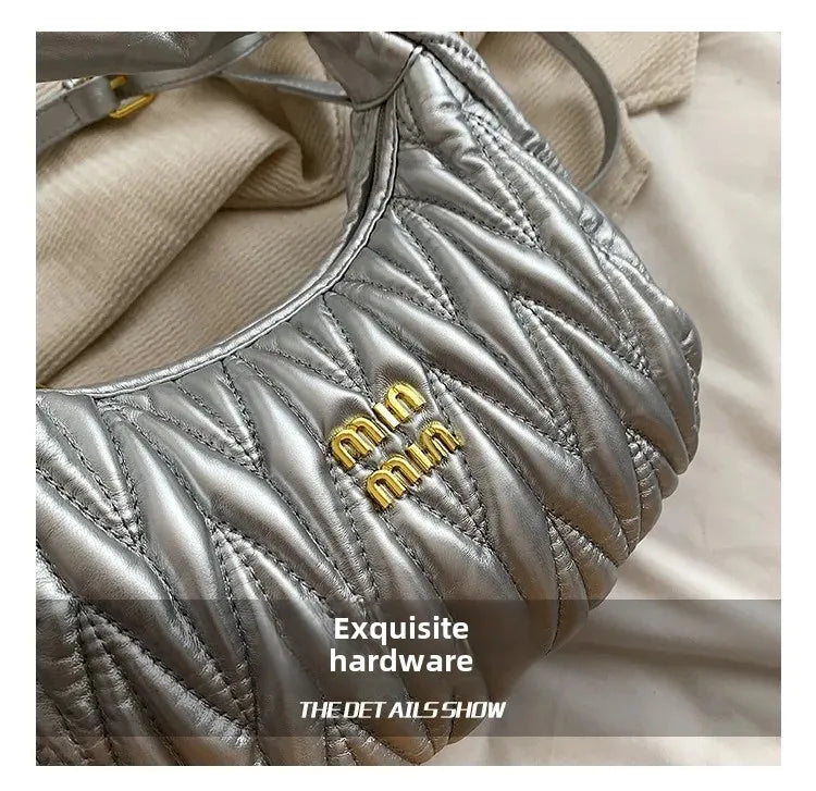 Women's Crossbody Cloud Design Versatile Handbag Soft PU Leather Square Shape Shoulder Bag with Zipper Polyester Lining